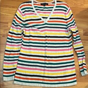 Tommy Hilfiger Colorful Striped V-Neck Women's Sweater